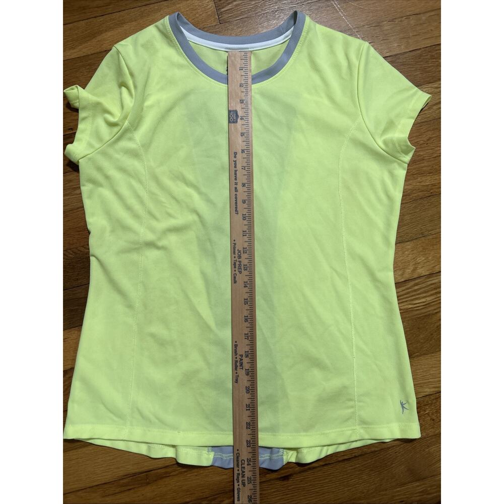 Danskin Now Dri More Women’s Sz L Short Sleeve Athletic Top Neon Yellow Stretch - Picture 6 of 6
